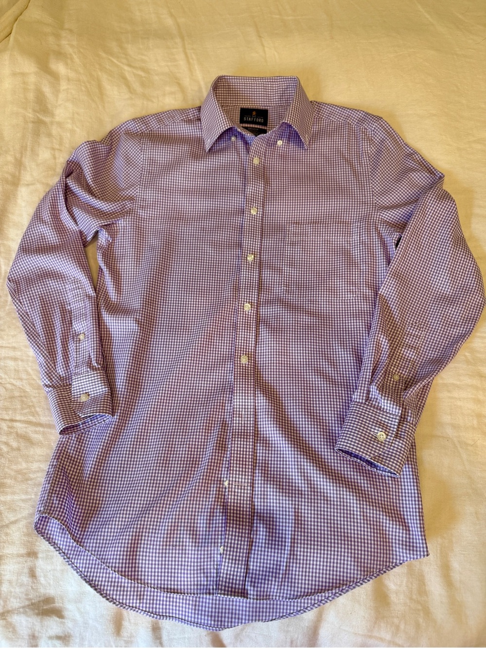 Stafford Purple Gingham Dress Shirt - Tailored Executive